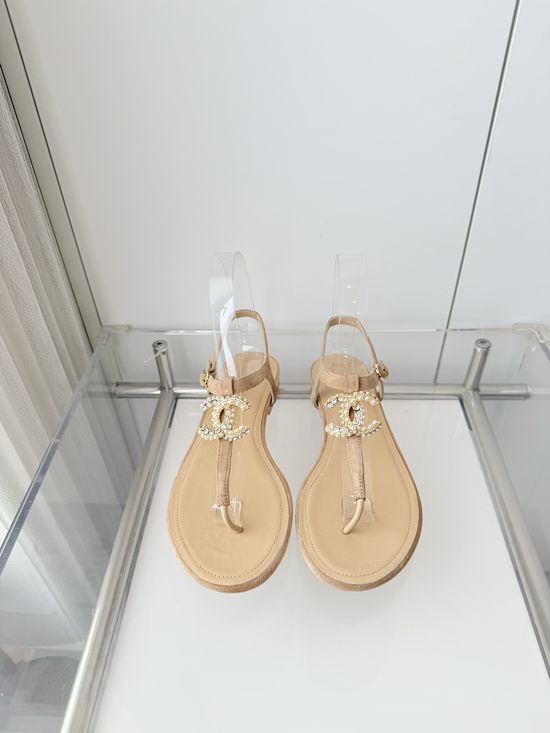 Chanel Premium Suede Low Heel Sandals Italian Leather Sole