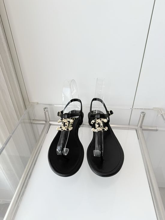Chanel Premium Sheepskin Low Heel Sandals Italian Leather Sole
