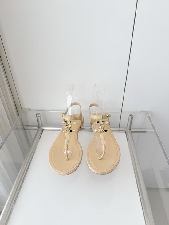 Chanel Premium Sheepskin Low Heel Sandals Italian Leather Sole