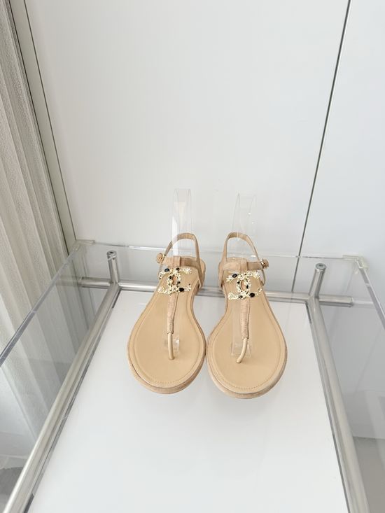 Chanel Premium Suede Low Heel Sandals Italian Leather Sole