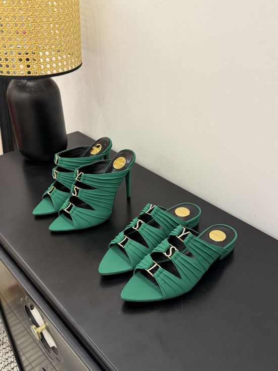 Yves Saint Laurent Elegant Silk Upper Heeled Sandals With Logo Heel
