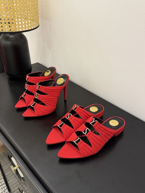 Yves Saint Laurent Elegant Silk Upper Heeled Sandals With Logo Heel