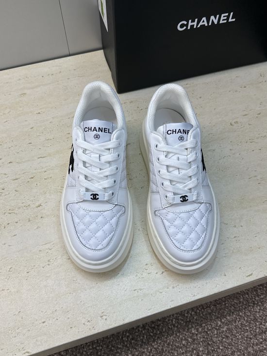 Chanel Quilted Lace-up Casual Sneakers Thick Comfort Sole
