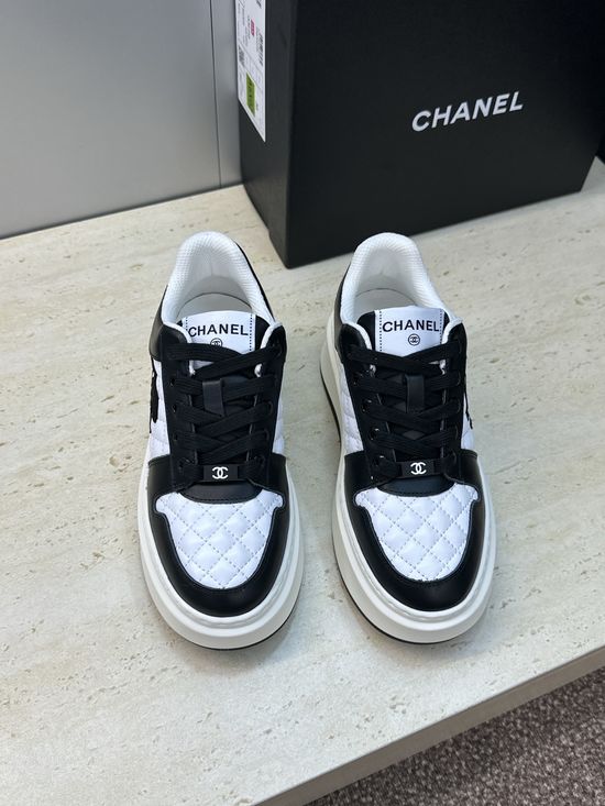 Chanel Quilted Lace-up Casual Sneakers Thick Comfort Sole