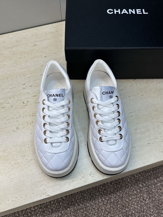 Chanel Color-block Lace-up Skate Shoes Soft Sheepskin Lining