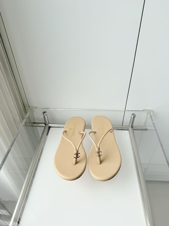 Chanel Premium Sheepskin Leather Low Heel Sandals