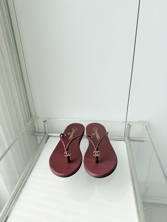 Chanel Premium Sheepskin Leather Low Heel Sandals