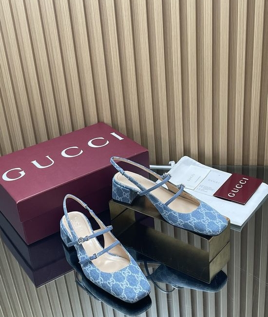 Gucci Diamond Buckle Slingback Square Toe Leather Comfort Shoes