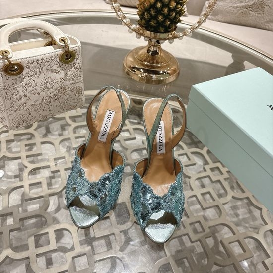 Aquazzura Handmade High-heeled Slippers with Pineapple Design