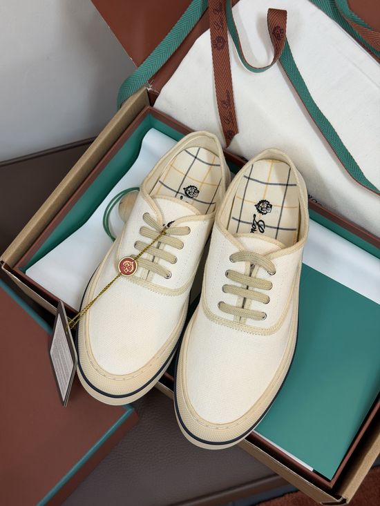 Loro Piana Comfortable Canvas Casual Shoes Soft Sole Daily Footwear