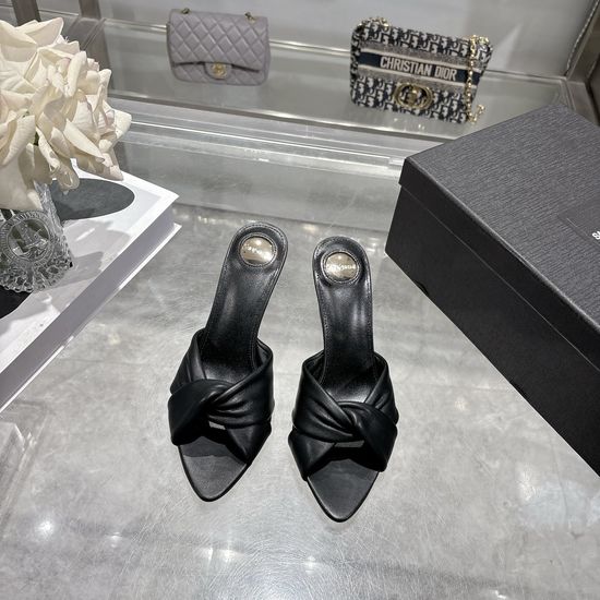 Yves Saint Laurent Knotted Pointed Toe Block Heel Mules