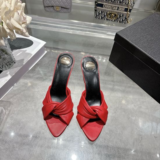 Yves Saint Laurent Knotted Pointed Toe Block Heel Mules