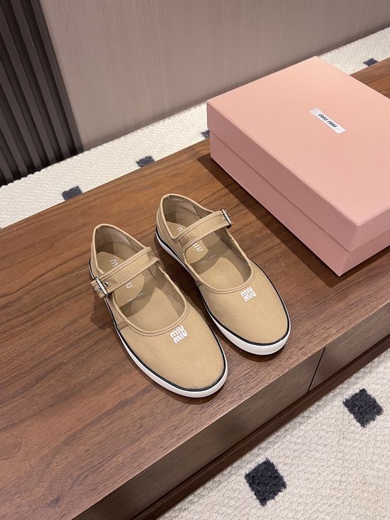 Miu Miu Embroidered Soft Ballet Flats Comfortable Daily Shoes