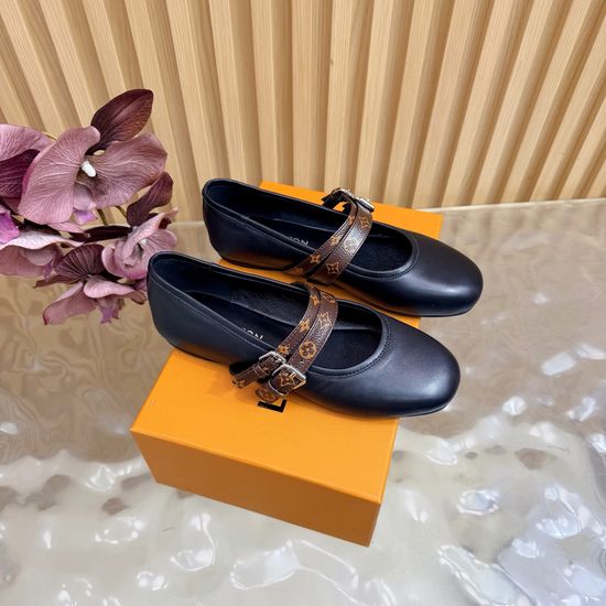 Louis Vuitton Mary Jane Low Heel Slippers Soft Rubber Sole Comfortable