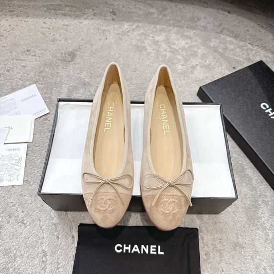 Chanel Timeless Comfortable Velvet Ballet Flat Shoes