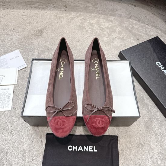 Chanel Timeless Comfortable Velvet Ballet Flat Shoes