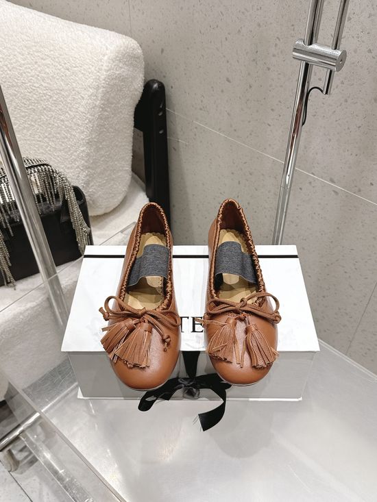 Cotemp Fringe Trim Soft Leather Ballet Flats With Cushioned Insole