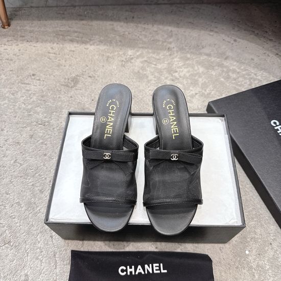 Chanel Mesh Bow Flat Slippers Lightweight Comfortable Casual Footwear