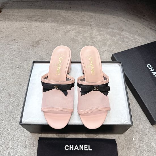 Chanel Mesh Bow Flat Slippers Lightweight Comfortable Casual Footwear