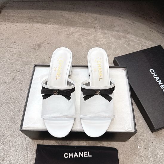 Chanel Mesh Bow Flat Slippers Lightweight Comfortable Casual Footwear