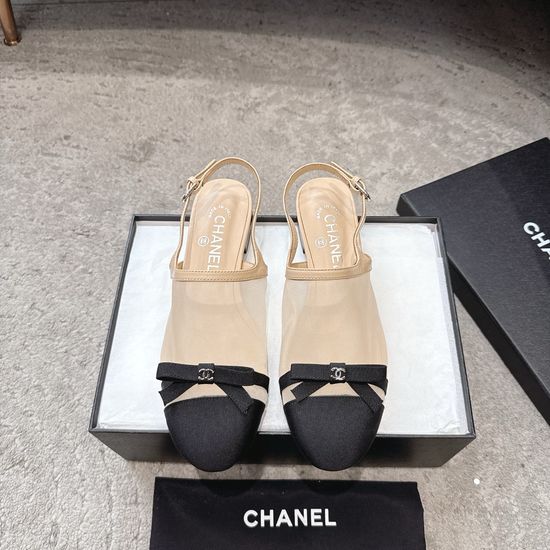 Chanel Mesh Bow Flat Slippers Lightweight Comfortable Casual Footwear