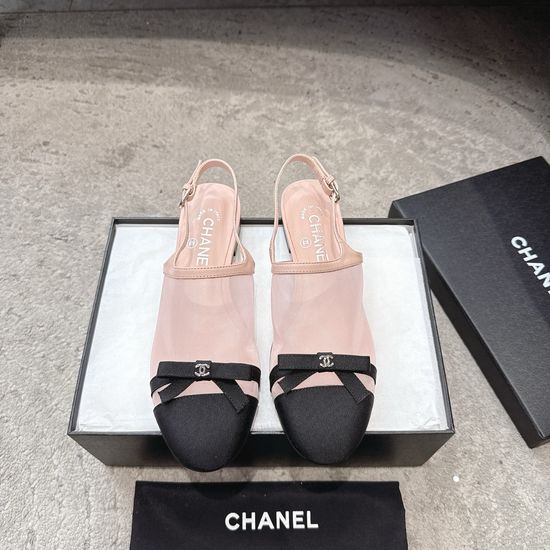 Chanel Mesh Bow Flat Slippers Lightweight Comfortable Casual Footwear