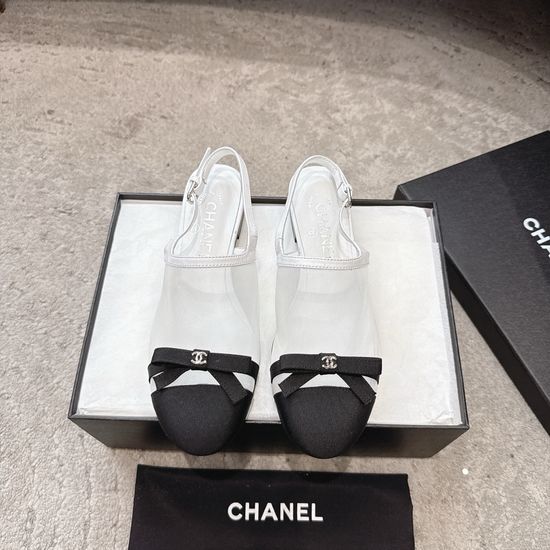 Chanel Mesh Bow Flat Slippers Lightweight Comfortable Casual Footwear