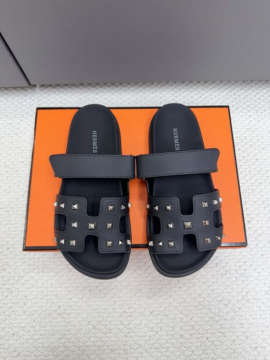Hermes Genuine Leather Non-slip Casual Flip Flop Sandals