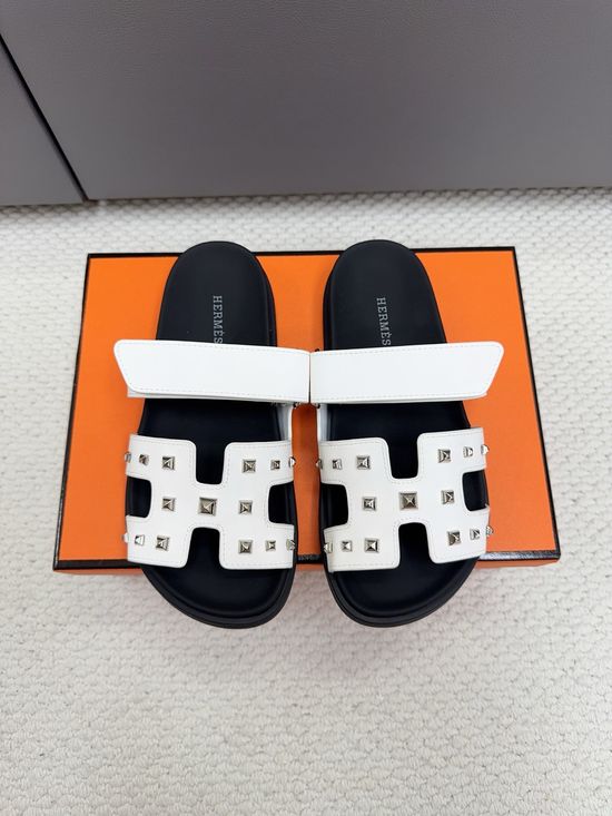 Hermes Genuine Leather Non-slip Casual Flip Flop Sandals