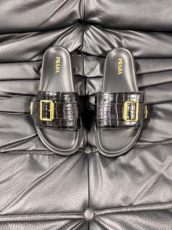 Prada Genuine Sheepskin Lightweight Comfortable Casual Slides