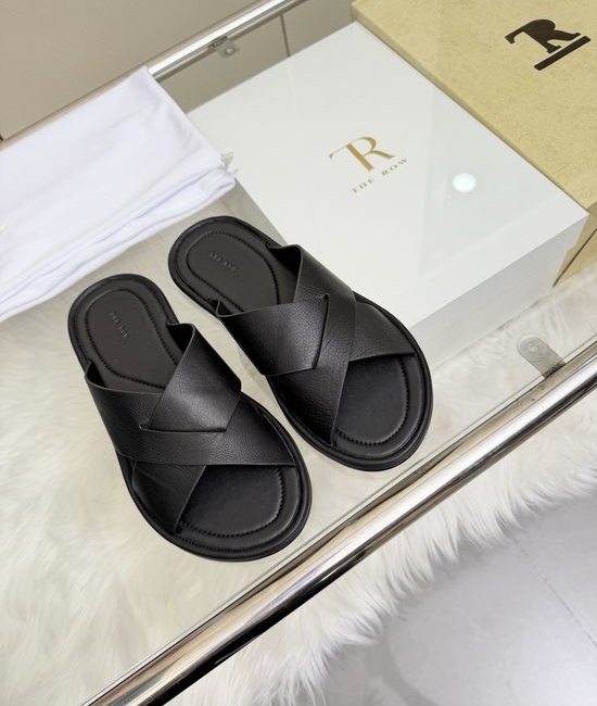 The Row Soft Leather Comfortable Thong Slide Sandals