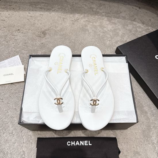Chanel Square Toe Flip Flops High Quality Leather Elegant Footwear