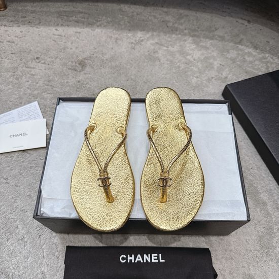 Chanel Square Toe Flip Flops High Quality Leather Elegant Footwear