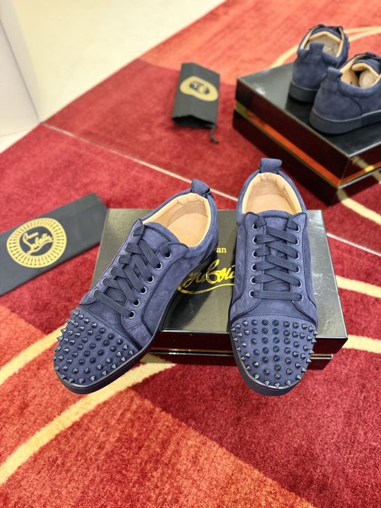 Christian Louboutine Premium Navy Suede Low Top Casual Sneakers