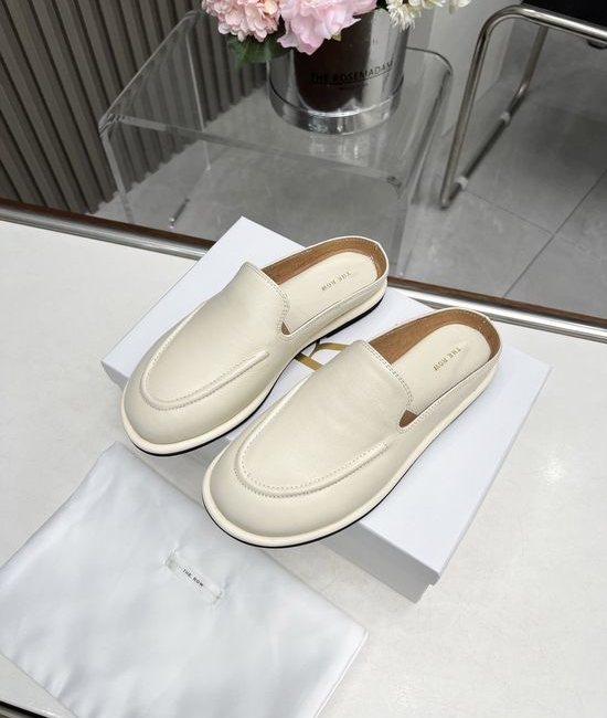 The Row Minimalist Soft Leather Comfortable Loafer Slides