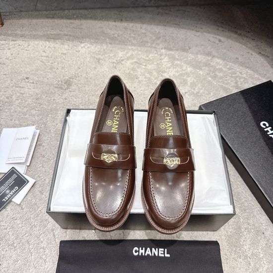 Chanel Metal Buckle Patent Leather Dress Loafers