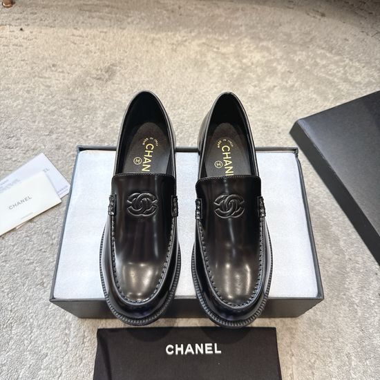 Chanel Rhinestone Buckle Patent Leather Loafers