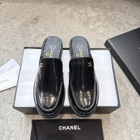 Chanel Rhinestone Buckle Suede Leather Loafers