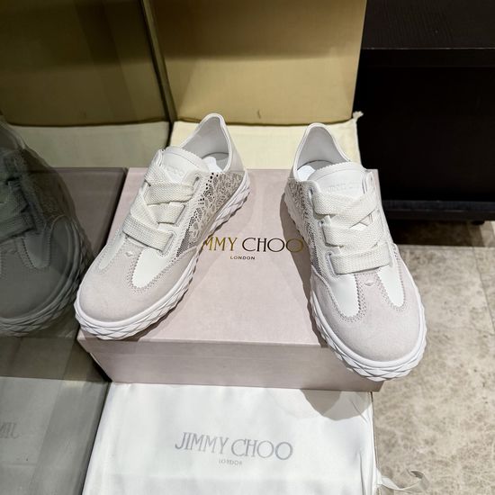 Jimmy Choo Classic White Sneakers Versatile Stylish Casual Footwear