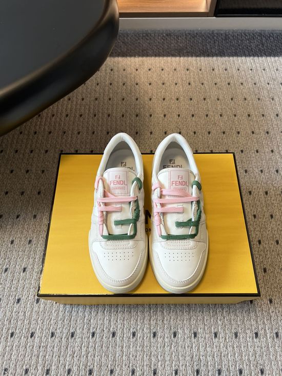 Fendi Retro Color-Block Sneakers with Signature Laces