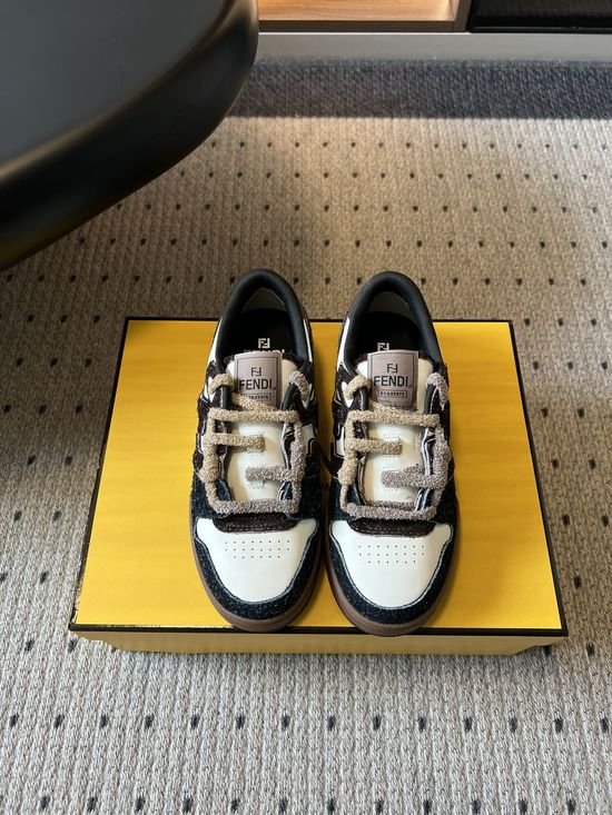 Fendi Retro Color-Block Sneakers with Signature Laces