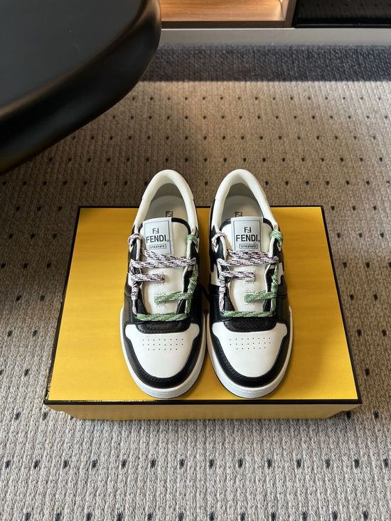 Fendi Retro Color-Block Sneakers with Signature Laces