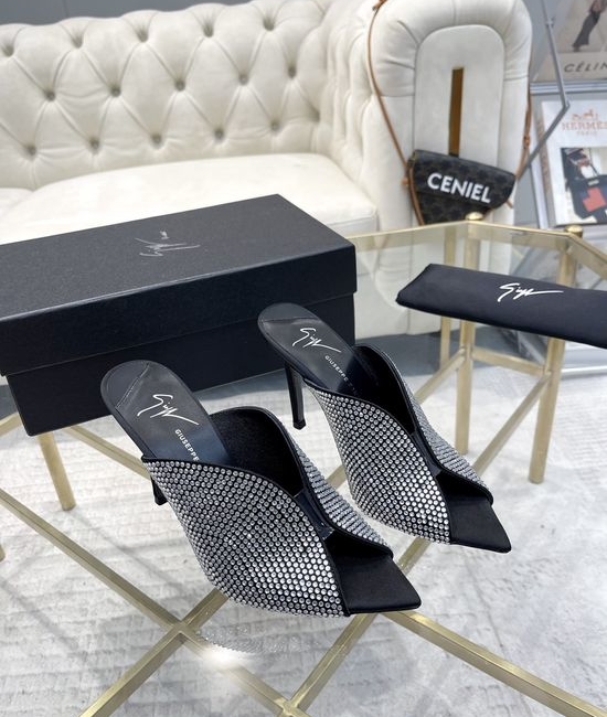 Giuseppe Zanotti Rhinestone Silk Stiletto High Heel Shoes