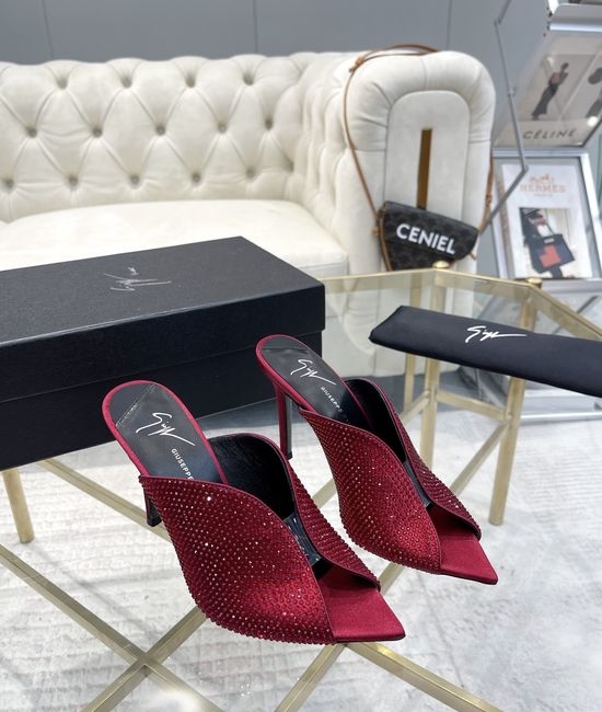 Giuseppe Zanotti Rhinestone Silk Stiletto High Heel Shoes