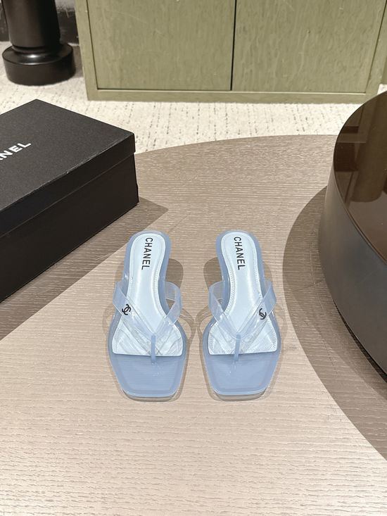 Chanel Clear Crystal Embellished Jelly Sandals With Non Slip Sole