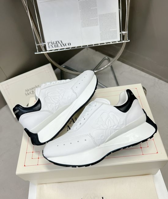 McQueen Embossed Leather Fashion Sneakers with Extra Laces