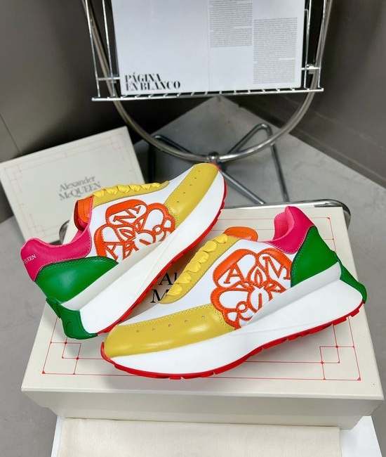 McQueen Embossed Leather Fashion Sneakers with Extra Laces