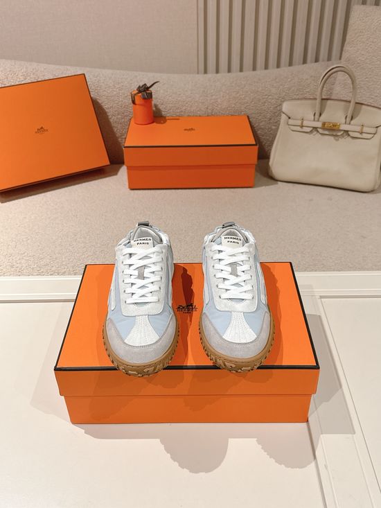 Hermes Suede Goatskin Sneakers with Iconic Design