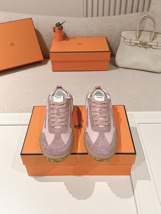 Hermes Suede Goatskin Sneakers with Iconic Design