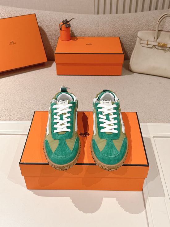 Hermes Suede Goatskin Sneakers with Iconic Design
